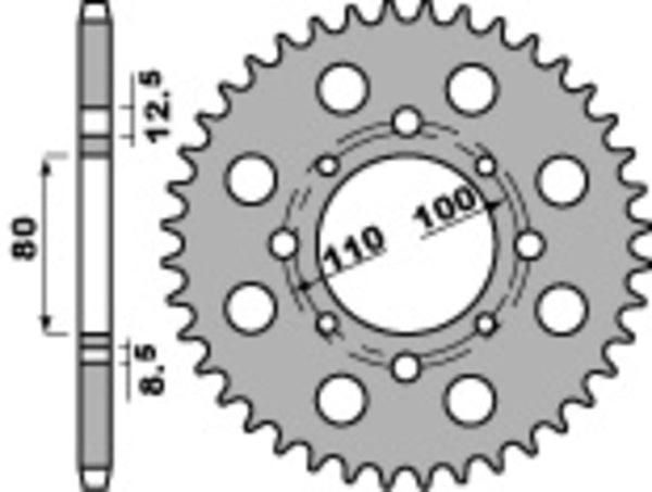 PBR Standard C45 Steel rear Sprock 333 - 630 333 38 C45