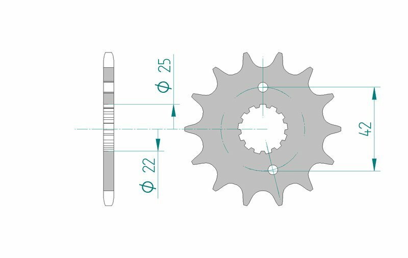 AFAM Steel Standard Front Sprocket 22304 - 520, reservdel för Suzuki RG 250 Gamma 1986-1987. Teknisk ritning med dimensioner för exakt montering.