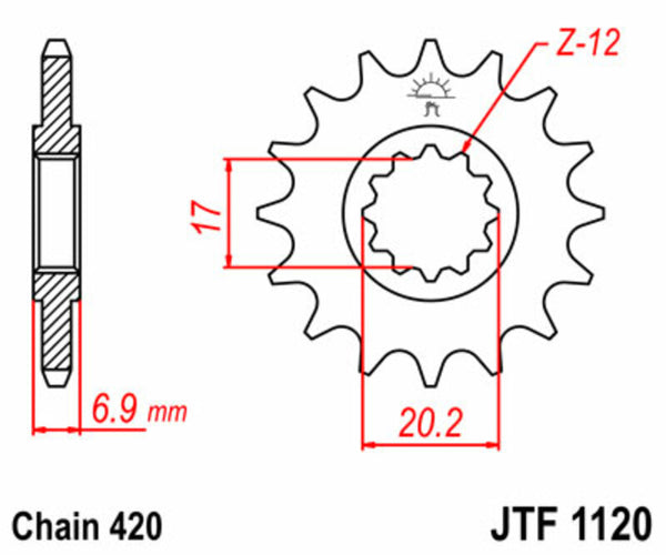 JT Sprock's Steel's Standard Front Sprocket 1120 - 420 JTF1120.11