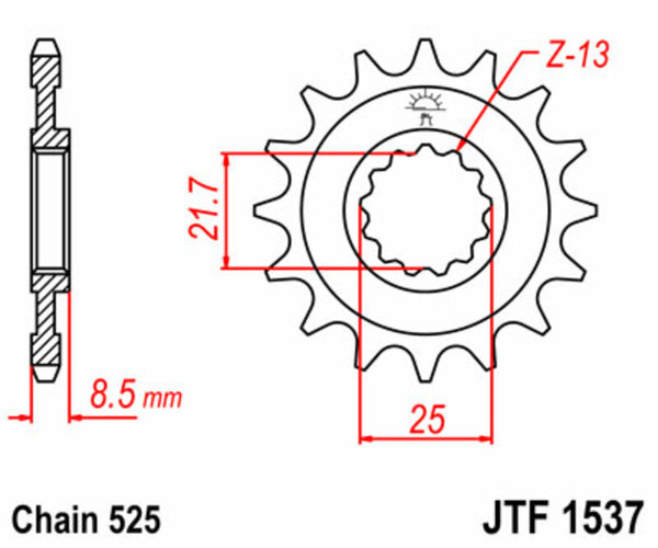 JT Sprock's Steel Standard Standard Front Sprocket 1537 - 525 JTF1537.15