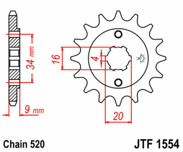 JT Sprock's Steel's Standard Front Sprocket 1554 - 520 JTF1554.12