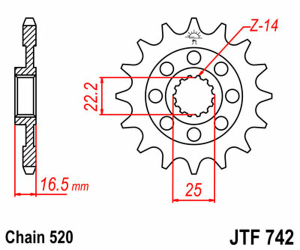JT Sprock's Steel's Standard Front Sprocket 742 - 520 JTF742.15