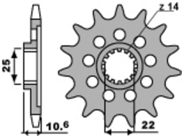 PBR Oțel Standard Front Sprock 2127 - 520 2127 14 18NC