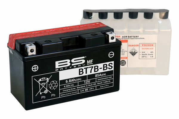 BS Battery Maintenance-Free Battery with Acid Pack - BT7B-BS 