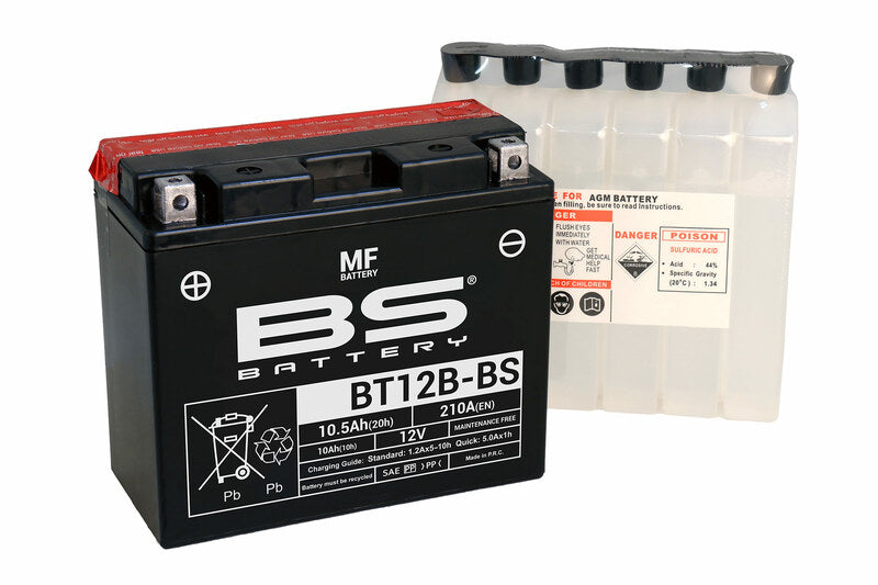 BS Battery Battery Maintenance Free With Acid Pack - BT12B -B