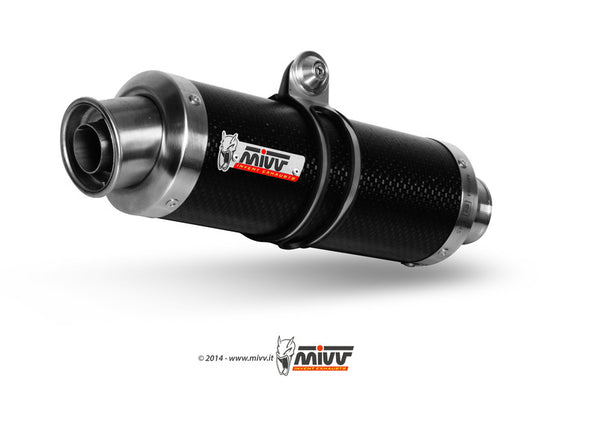 MIVV GP Carbon Slip-On Honda CB500 F/X 00.73.H.051.L2S sportavgassystem i kolfiber med rostfria detaljer, perfekt för motorcykeltuning.