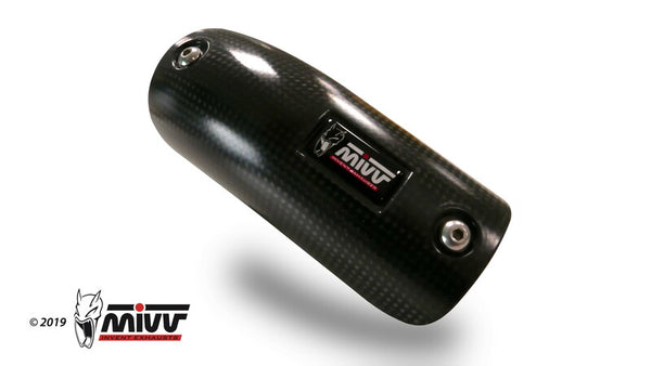 MIVV Heat Shield Carbone Suzuki GSX-R1000 ACC.071.0 i kolfiber med MIVV-logotyp, designad för att skydda avgassystemet på sportmotorcyklar.