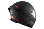 Sidovy av MT Helmets Integral Mc-Hjälm Stinger 2 Matt Black med röd accent och aerodynamisk design för optimal prestanda.