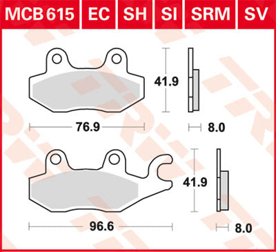 TRW Brake Pad Scooter organic -125 MCB615EC