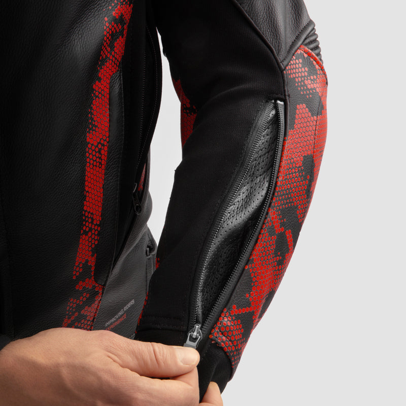 Rebelhorn Mc-piele de piele Veloce Black /Camo Red