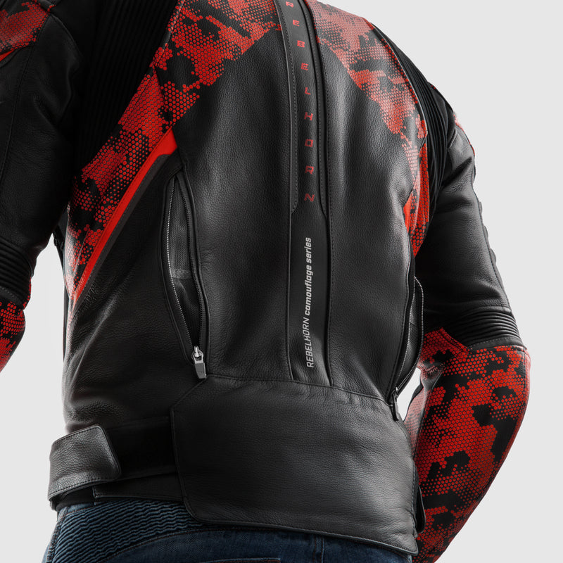 Rebelhorn Mc-piele de piele Veloce Black /Camo Red