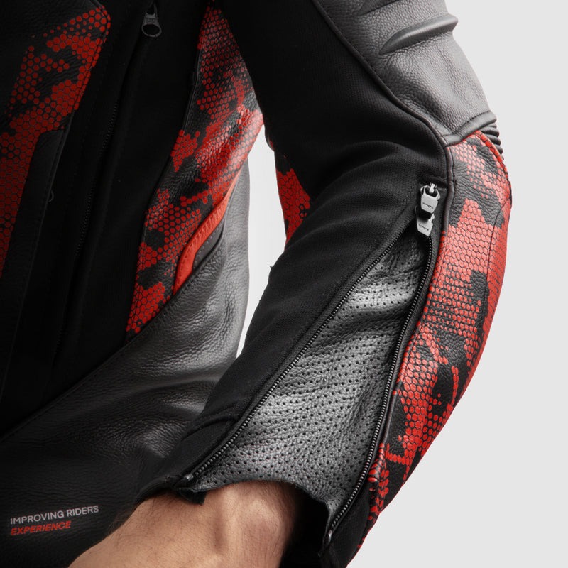 Rebelhorn Mc-piele de piele Veloce Black /Camo Red