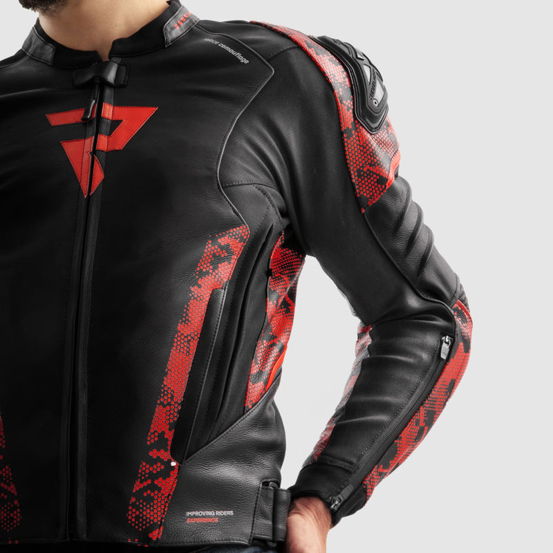 Rebelhorn Mc-piele de piele Veloce Black /Camo Red