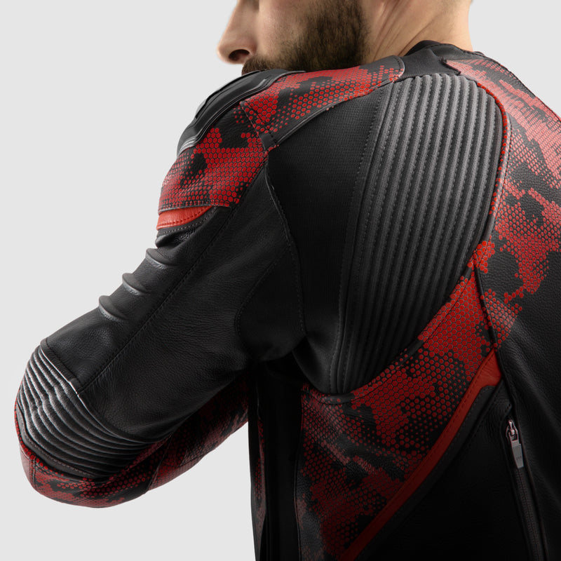 Rebelhorn Mc-piele de piele Veloce Black /Camo Red