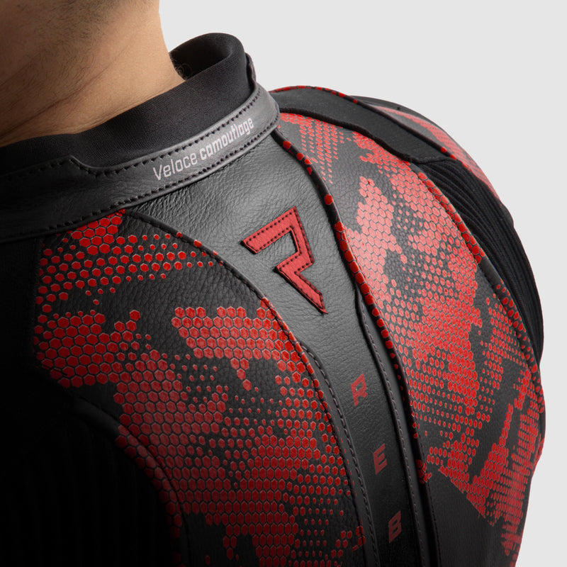 Rebelhorn Mc-piele de piele Veloce Black /Camo Red