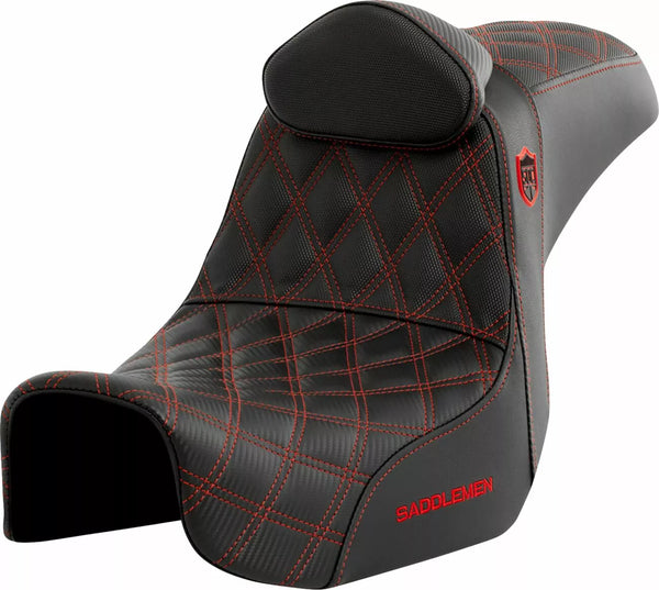 SADDLEMEN SEAT SDC PERF STRAPPER W/BR RED SC80604REDRT