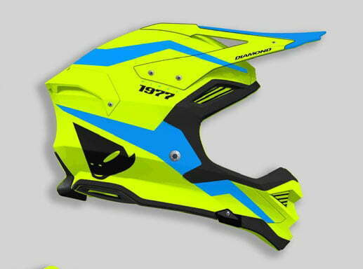 Ufo cross mc helmet diamond neon yellow /blue