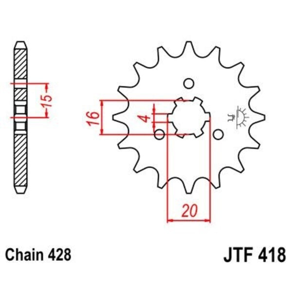 JT Sprock's Steel Standard Standard Front Sprocket 418 - 428 JTF418.15
