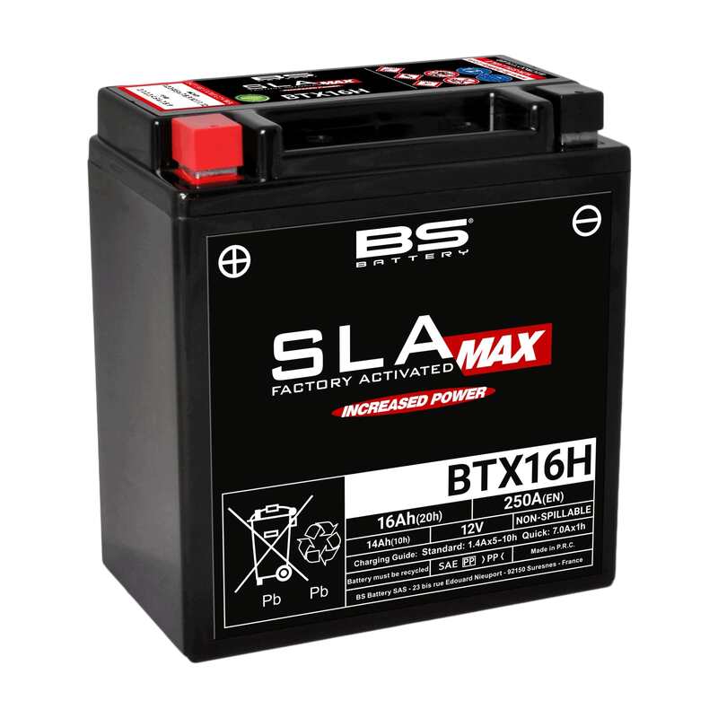 BS BATTERY SLA MAX BATTERY MAINTENANCE FREE FACTORY ACTIVATED - BTX16H