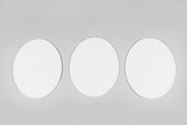 OZN VINTAGE OVAL PLATĂ FRONTURI 1970 ALB 3 PC -uri ME08049@W