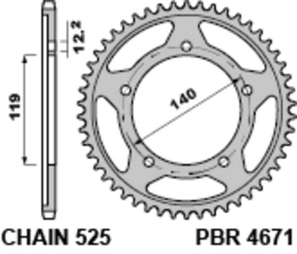 PBR STEEL STANDARD REAR SPROPET 4671 - 525 4671 44 C45