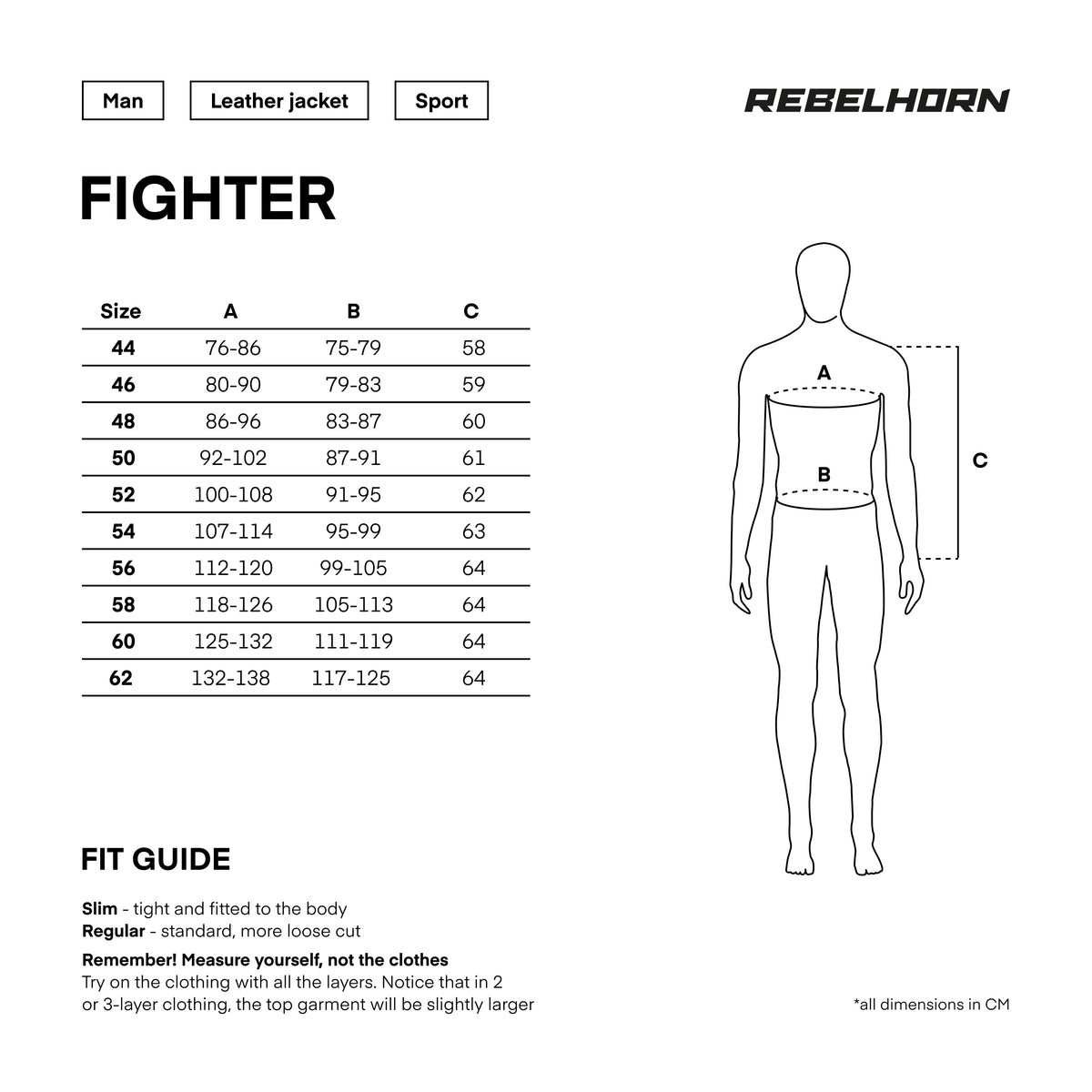 Rebelhorn Mc-Leather Jacket Fighter Black /Gripa