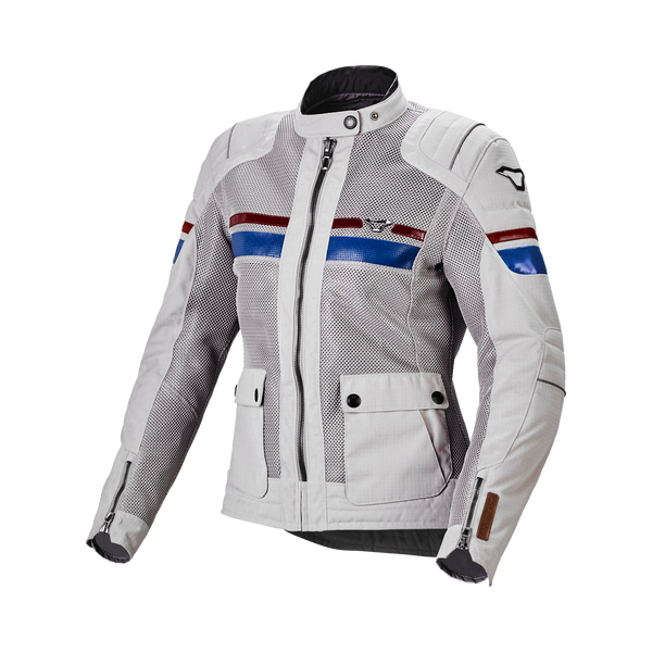Motorcycle Jacket Macna, Fluent Woman Light Gray/Blue/Red