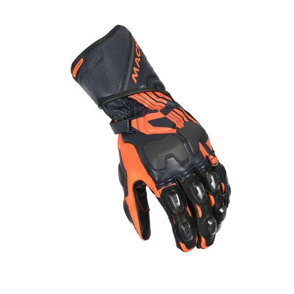 Mănuși de motociclete Macna, Powertrack Black/Orange/Blue închis