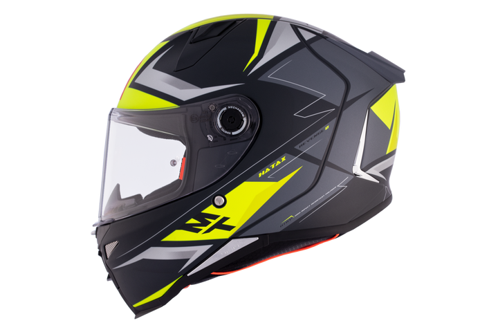 Sidovy av MT Helmets Integral Mc-Hjälm Revenge 2 Hatax C3, med modern grafik och ventilationssystem för motorcykelförare.