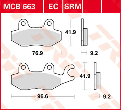 TRW Brake Pad Scooter organic -125 MCB663EC