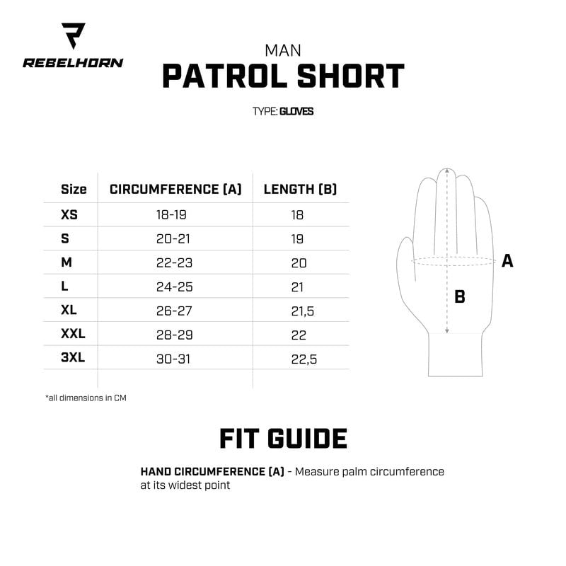 Rebelhorn MC Gloves Patrol scurt negru /gri