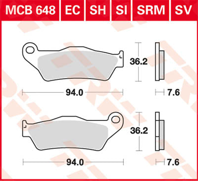 TRW Brake Pad Scooter organic -125 MCB648EC