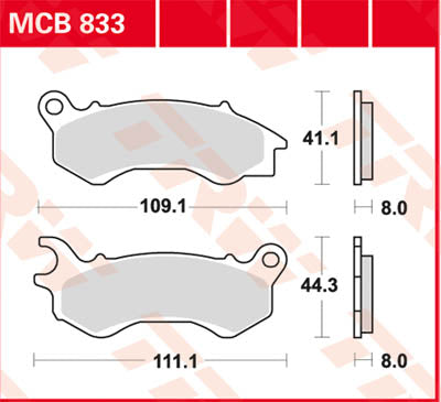TRW Brake Pad Scooter Organic MCB833EC
