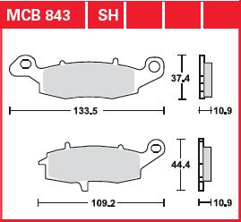 TRW Brake Pad Sinter Street Street McB843Sh