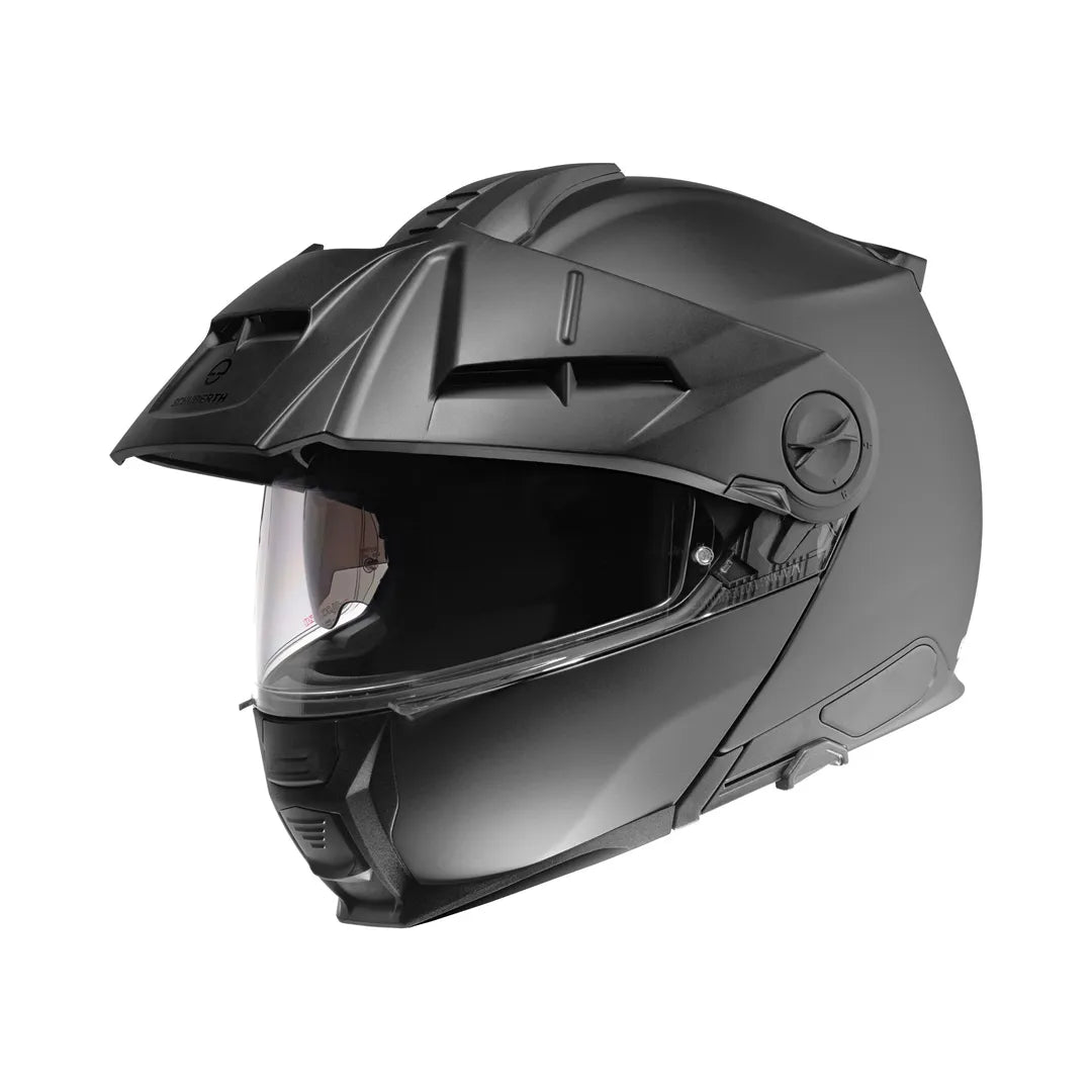 Schuberth Öppningsbar Mc-Hjälm E2 Matt Svart med visir och robust design, idealisk för stadskörning och touring. Finns i storlekar 53-65.