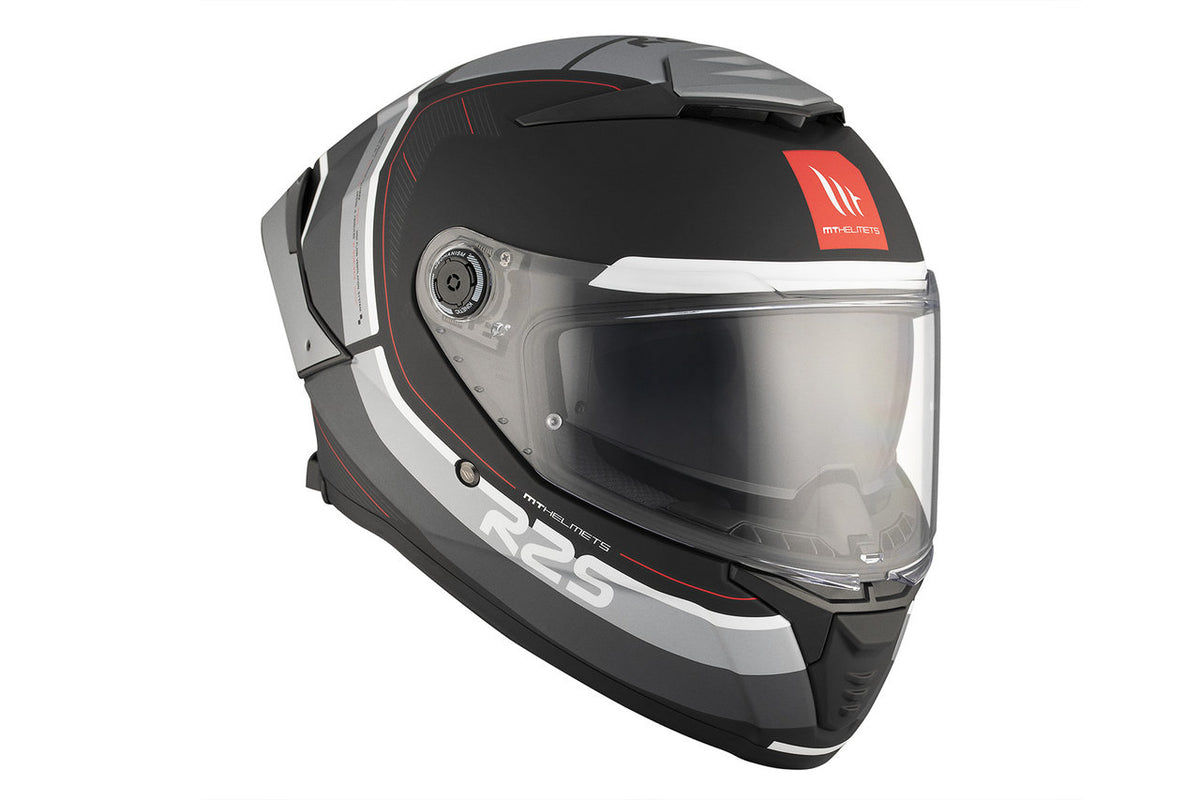 MT Helmets Integral Mc-Hjälm Thunder 4 SV R25 Svart i profil med integrerat visir och stilren svart-grå design.